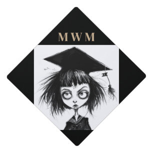 Personalised Monogram Goth Graduation Cap Topper