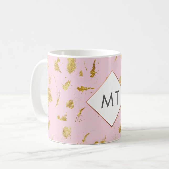 Personalised Monogram Rose Gold Mug (Front Left)