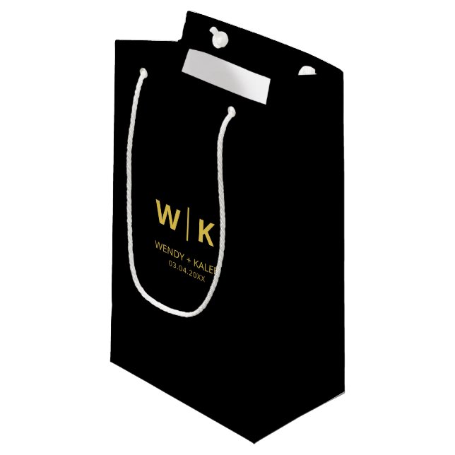 Personalised Monogram Wedding Party Favour Packing Small Gift Bag (Front Angled)