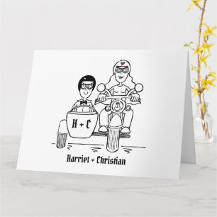 Personalised Motorbike + Sidecar Wedding Card
