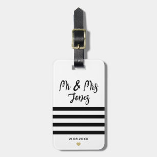 Personalised Mr and Mrs Script Wedding Newlywed Luggage Tag