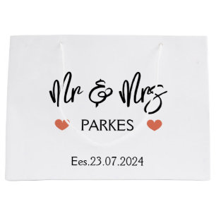 Personalised Mr & Mrs Wedding Day Gift Bag,Wedding Large Gift Bag