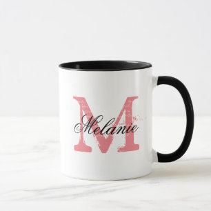 Personalised mug with elegant name monogram letter