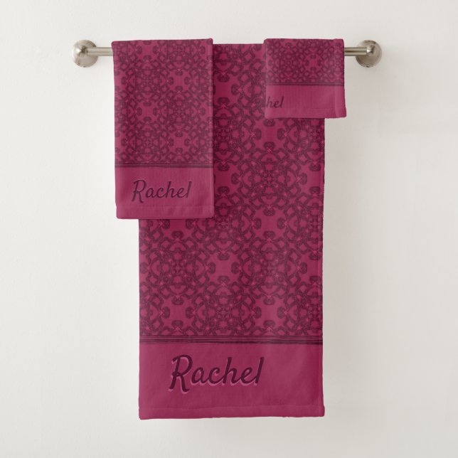 Personalised Mulberry Pattern Bath Towel Set (Insitu)