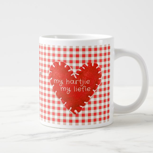 Personalised My Hartjie My Liefie Applique Heart Large Coffee Mug (Right)