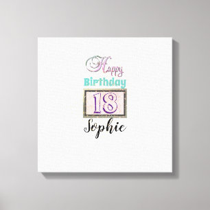 Personalised Name 18th Birthday Canvas Print