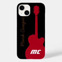personalised name and initials red rock guitar