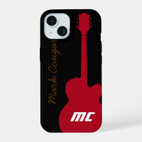 personalised name and initials red rock guitar
