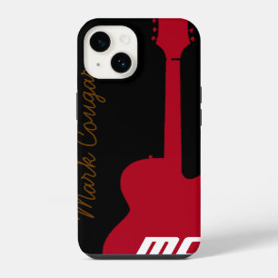 personalised name and initials red rock guitar iPhone 14 case