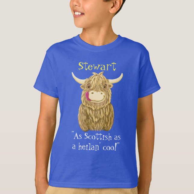 Personalised Name As Scottish As A Highland Cow T-Shirt (Front)