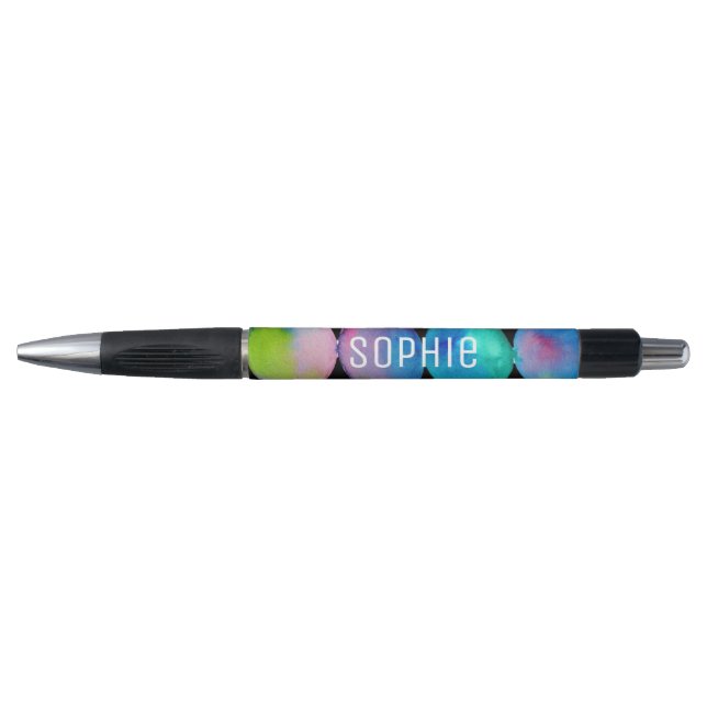 Personalised name cute colourful blue watercolor pen (Front)