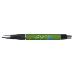 Personalised name cute gecko green eco nature pen