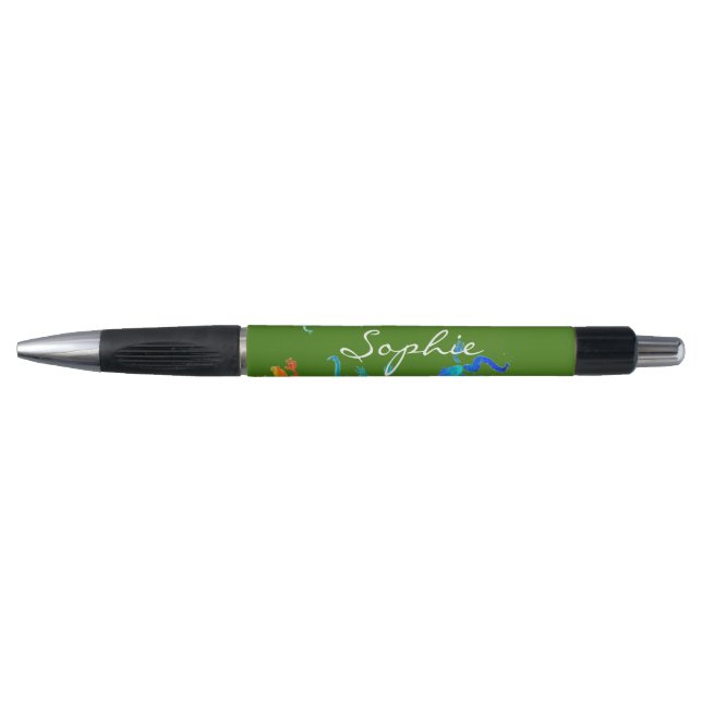 Personalised name cute gecko green eco nature pen (Front)
