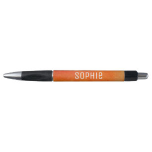 Personalised name cute peach orange watercolor art pen