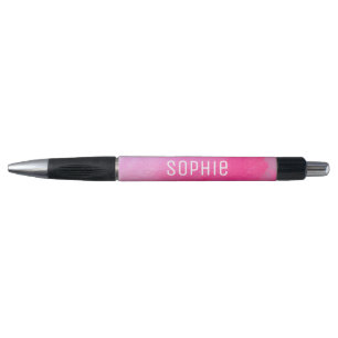 Personalised name cute pink watercolor art pen