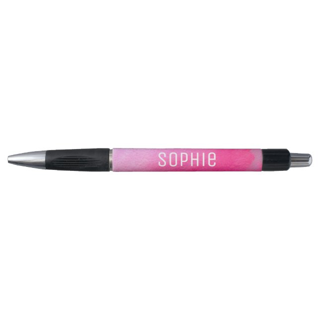 Personalised name cute pink watercolor art pen (Front)