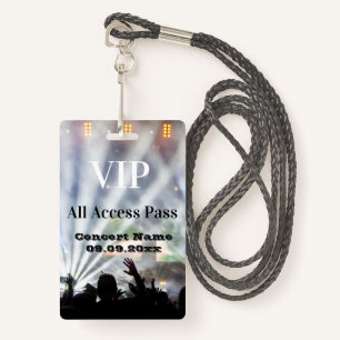 Personalised Name Date VIP Concert Access Pass Badge
