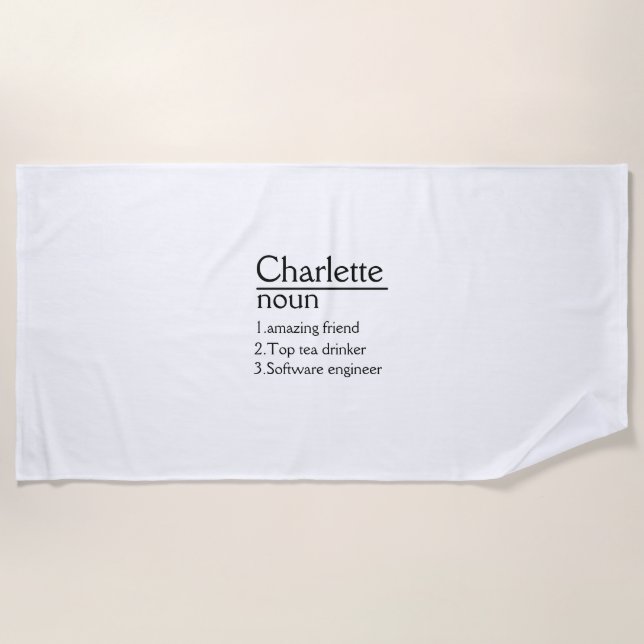 Personalised Name definition Beach Towel (Front)