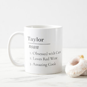 Personalised Name Definition Dictionary Funny Fact Coffee Mug