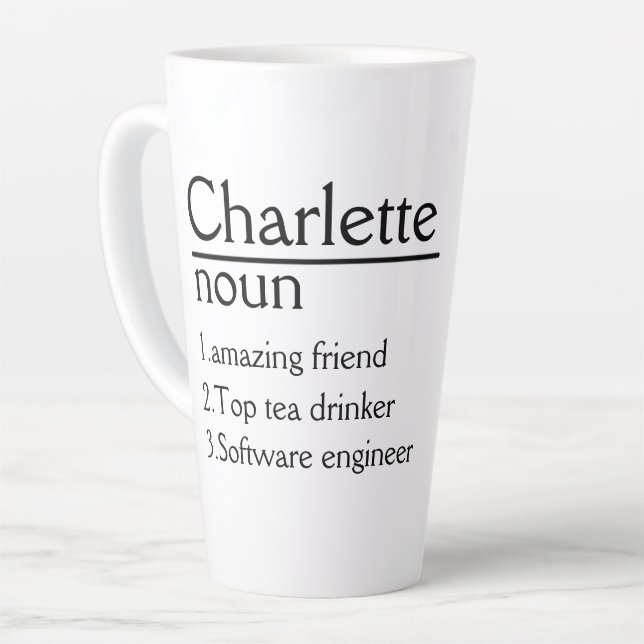 Personalised Name Definition Latte Mug (Left Angle)