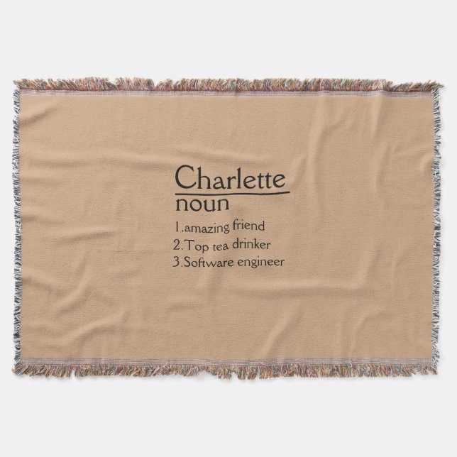 Personalised Name definition throw blanket (Front)