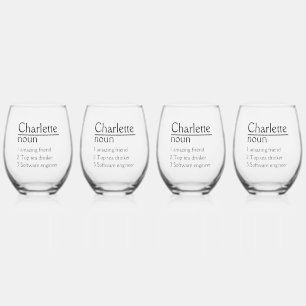 Personalised Name Definition tumbler Stemless Wine Glass