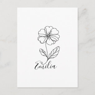 Personalised name February primrose Birth Flower Postcard
