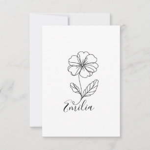 Personalised name February primrose Birth Flower Thank You Card