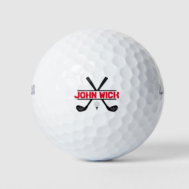 Personalised Name Gold and Black Golf Balls (Front)