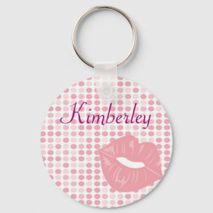Personalised Name Keyring - Pink Lips