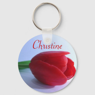 Personalised Name Keyring - Red Tulip