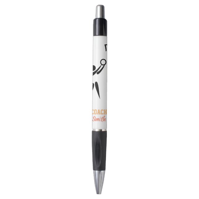 Personalised Name Netball Coach Pen (Front Vertical)