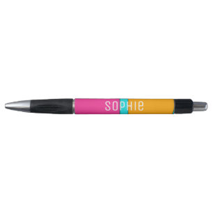 Personalised name pink and orange pop art pen