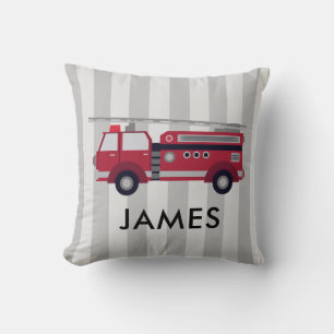 Personalised Name Red Fire truck Cushion