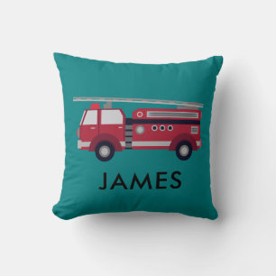 Personalised Name Red Fire truck Cushion