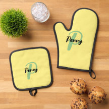 Personalised Name Yellow Oven Glove
