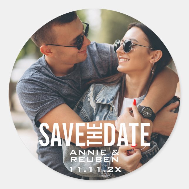 Personalised Names Photo Thank You Classic Round Sticker (Front)