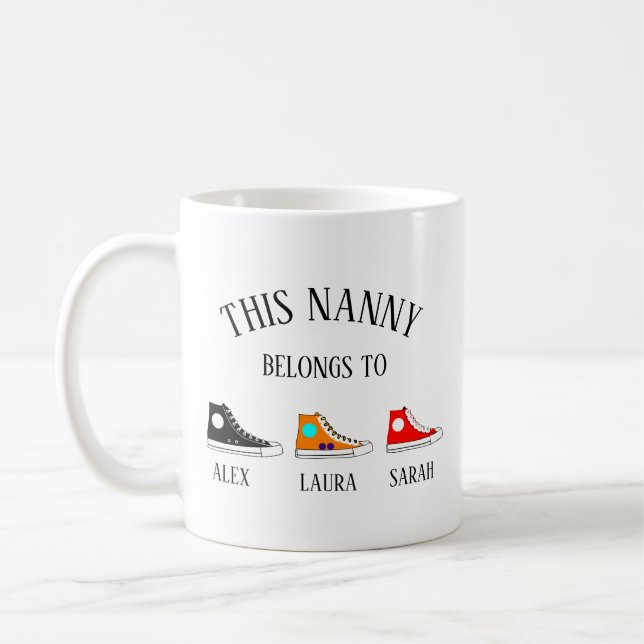 Personalised Nanny Mug, Nanny Gift Coffee Mug, Mug (Left)