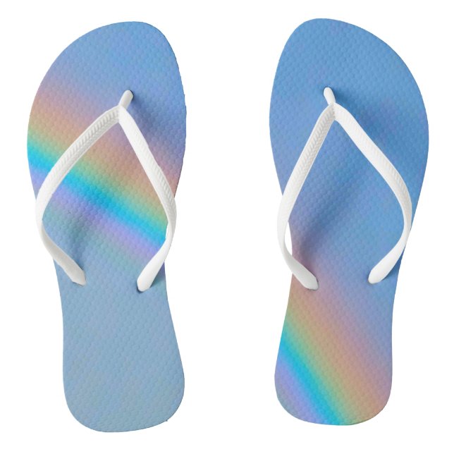 Personalised natural real rainbow flip flops (Footbed)