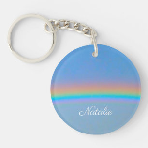 Personalised natural real rainbow keychain
