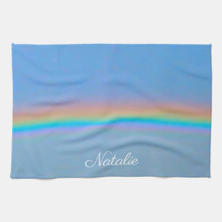 Personalised natural real rainbow kitchen towel