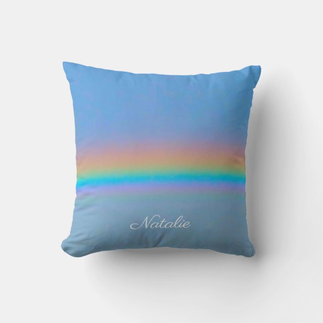 Personalised natural real rainbow throw pillow (Front)