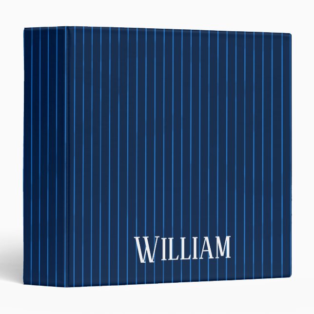 Personalised navy blue pinstripes binder (Front/Spine)