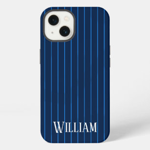 Personalised navy blue pinstripes Case-Mate iPhone 13 Case