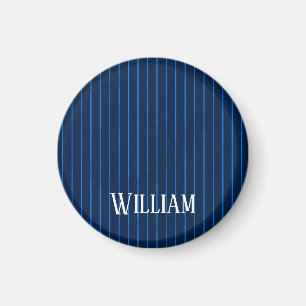 Personalised navy blue pinstripes magnet