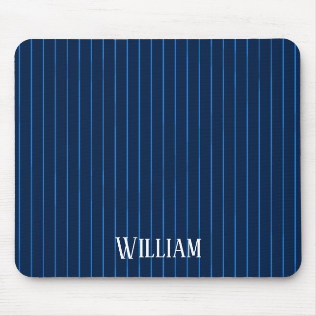 Personalised navy blue pinstripes mouse pad (Front)