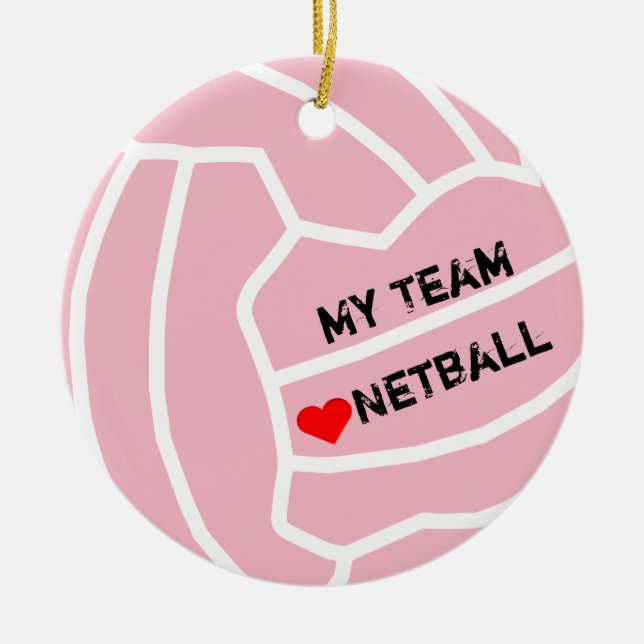 Personalised Netball Ball Theme Ceramic Ornament (Front)