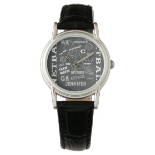 Personalised Netball Chalkboard style Watch