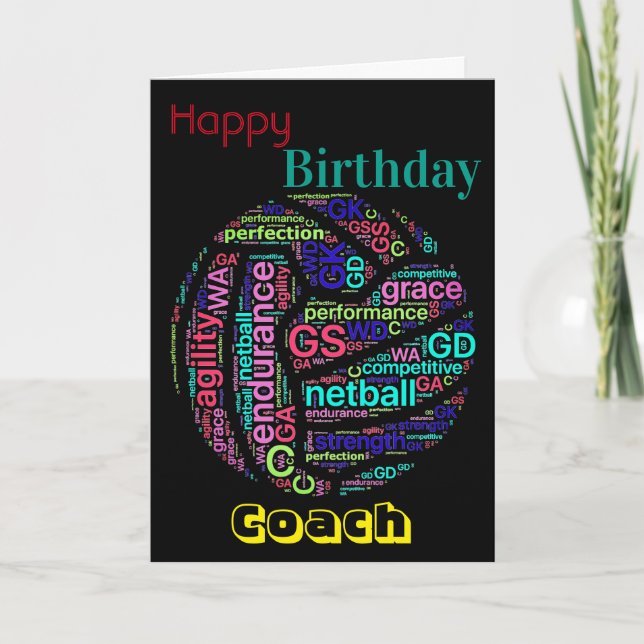 Personalised Netball Coach Birthday Card (Front)