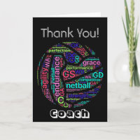 Personalised Netball Coach Thank You Card